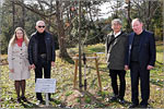Elena Stroganova, Vitaliy Berdinskiy, Takayuki Ebata, Sergey Letuta with OSU symbol tree (mountain ash).     [303 Kb]
