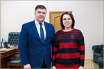 Zhanna Ermakova, OSU rector, had a meeting with Boris Belyaev, Major of Kumertau.     [142 Kb]